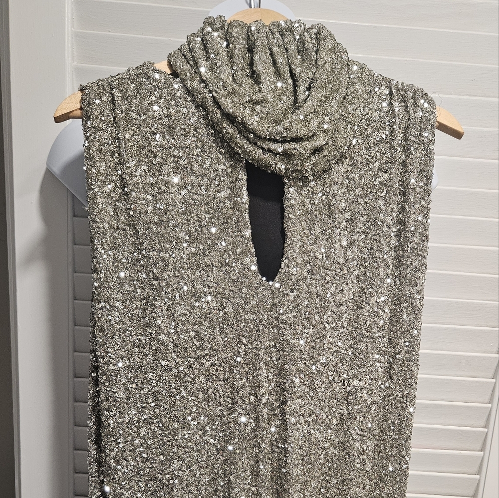 Zara Sparkling Silver Sleeveless Dress